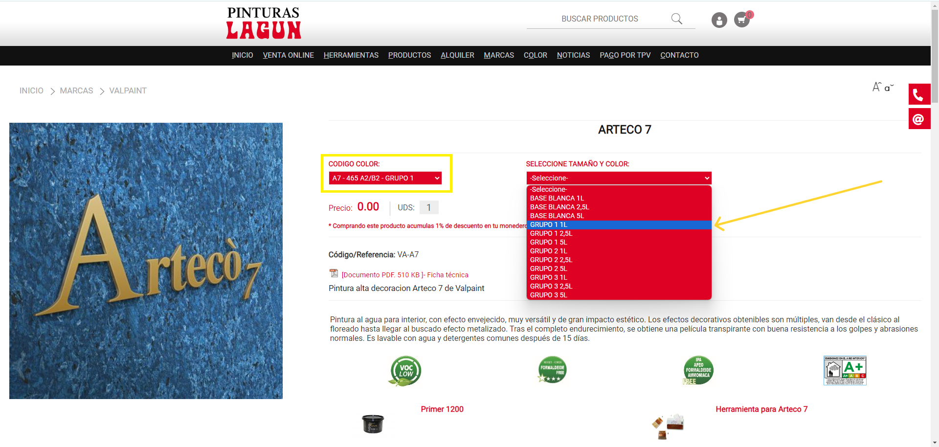 Seleccionar grupo color